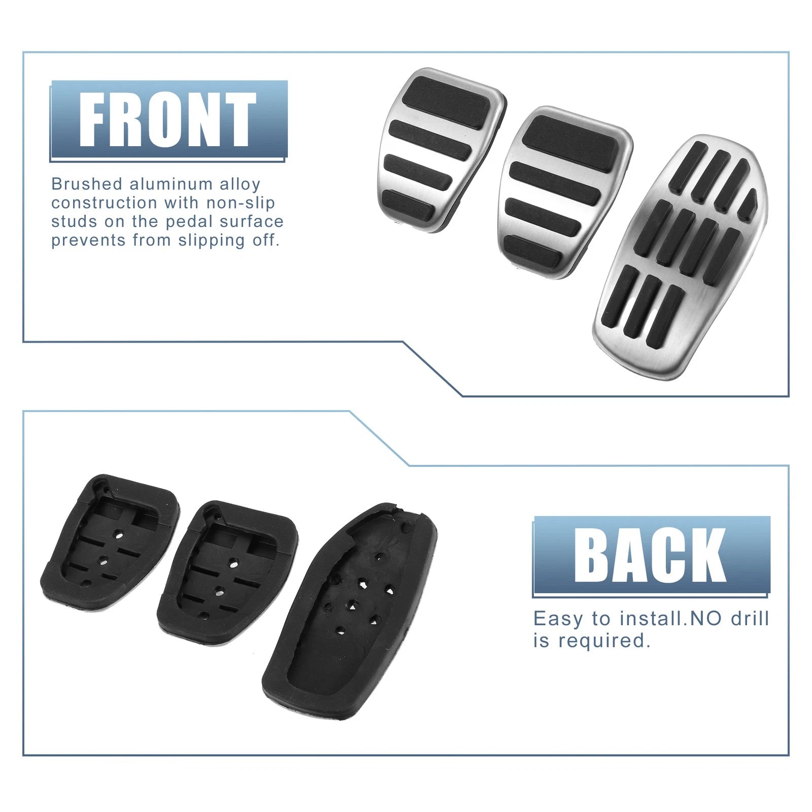 Set of 4 Accelerator and Brake Pedal Covers for Nissan Qashqai J11 (2016)