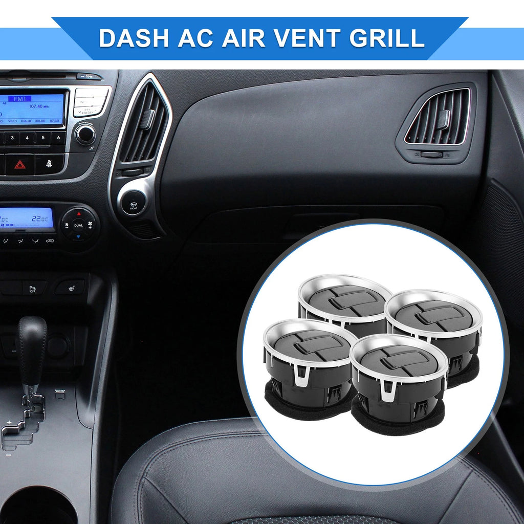 Set of 4 Center Dash A/C Outlets for Ford F150 LOBO (2009–2014) ABS Black Silver