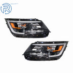 Pair of Black Halogen Headlights with LED DRL for Ford Explorer (2016-2019)