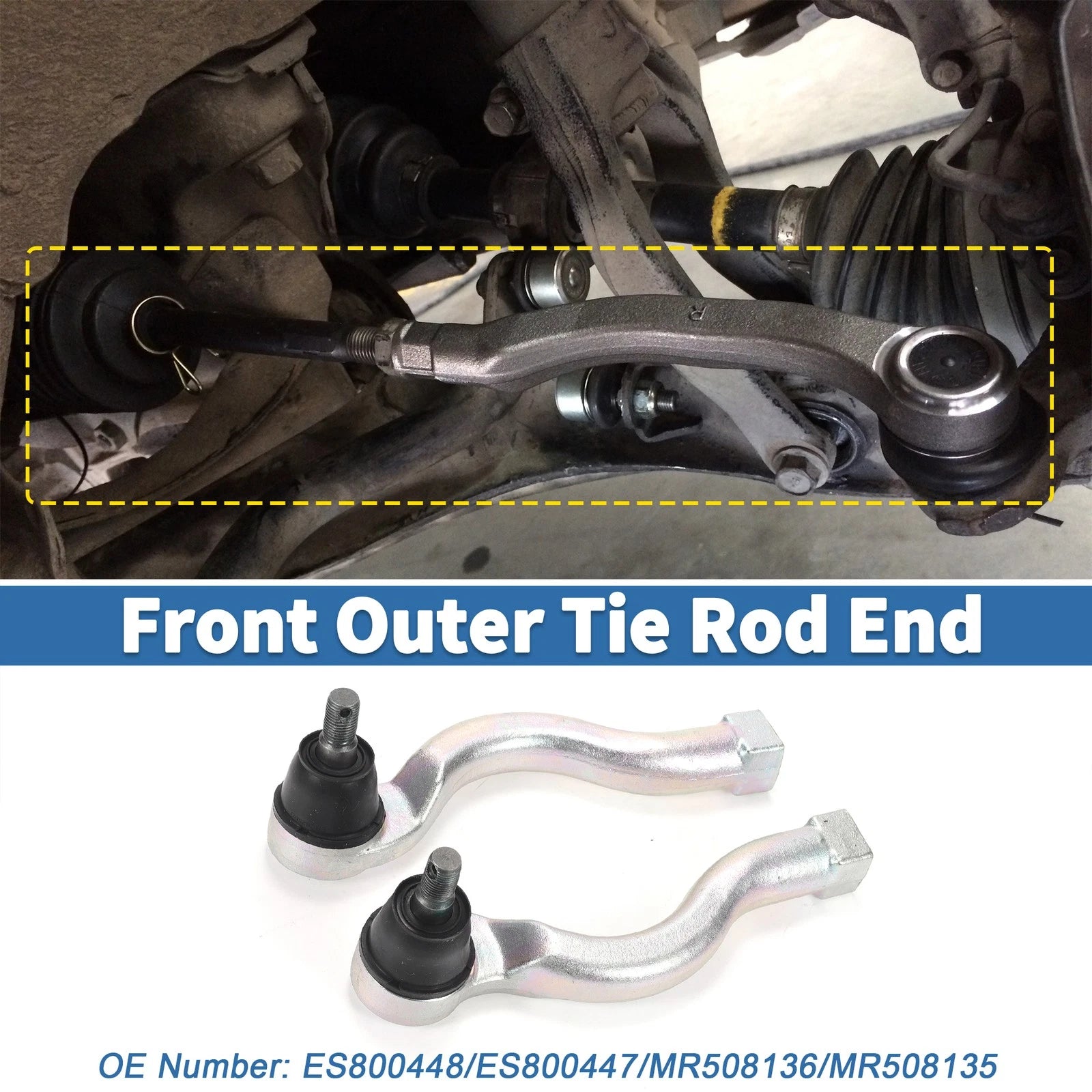 2X Front Outer Tie Rod Ends for Mitsubishi Montero (2001–2006) No. ES800448