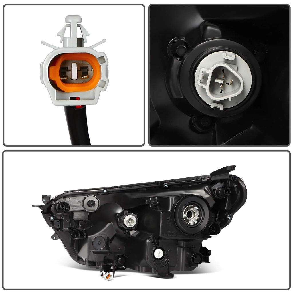 2X Headlight Assembly for Toyota RAV4 (2016–2018) Halogen Black Housing