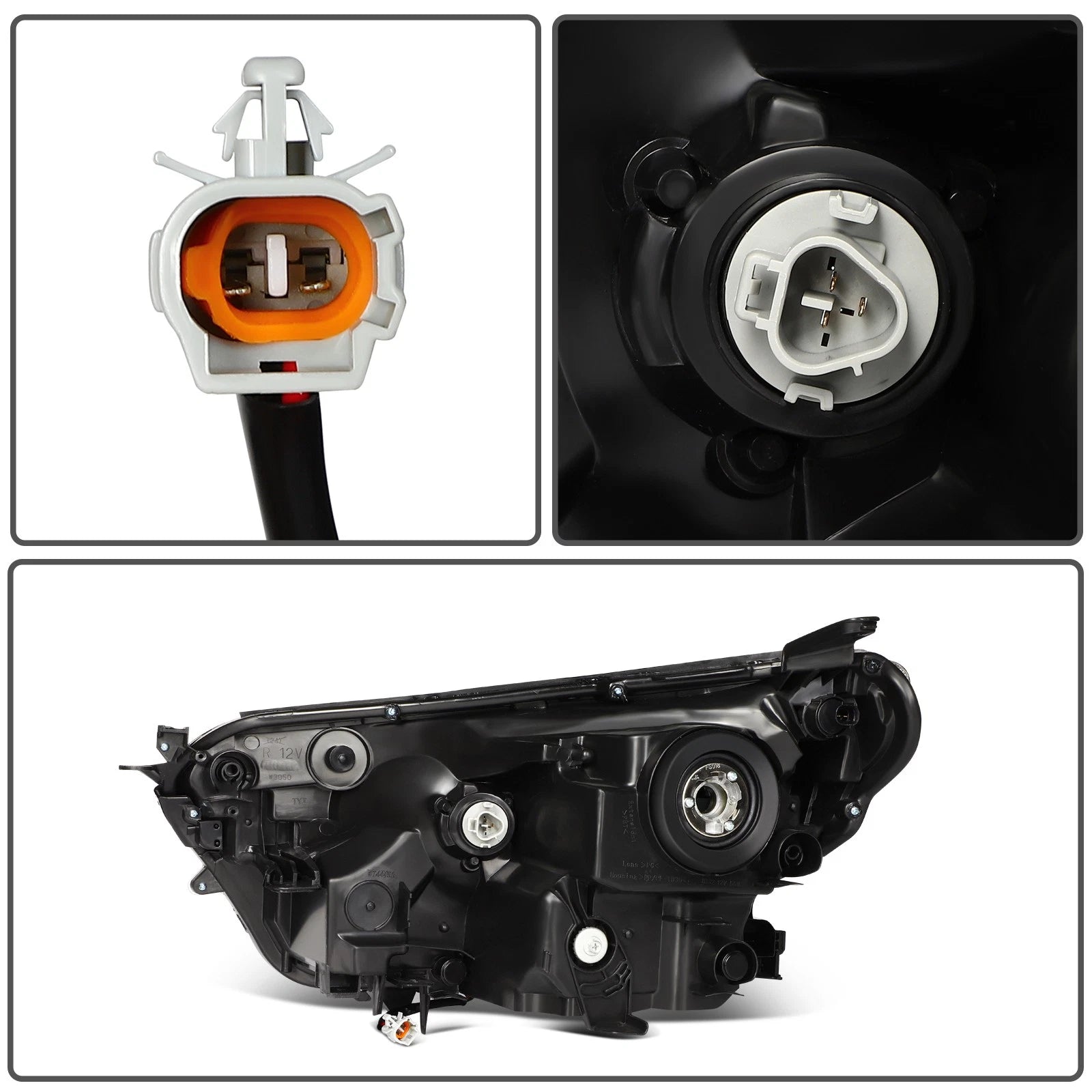 2X Headlight Assembly for Toyota RAV4 (2016–2018) Halogen Black Housing