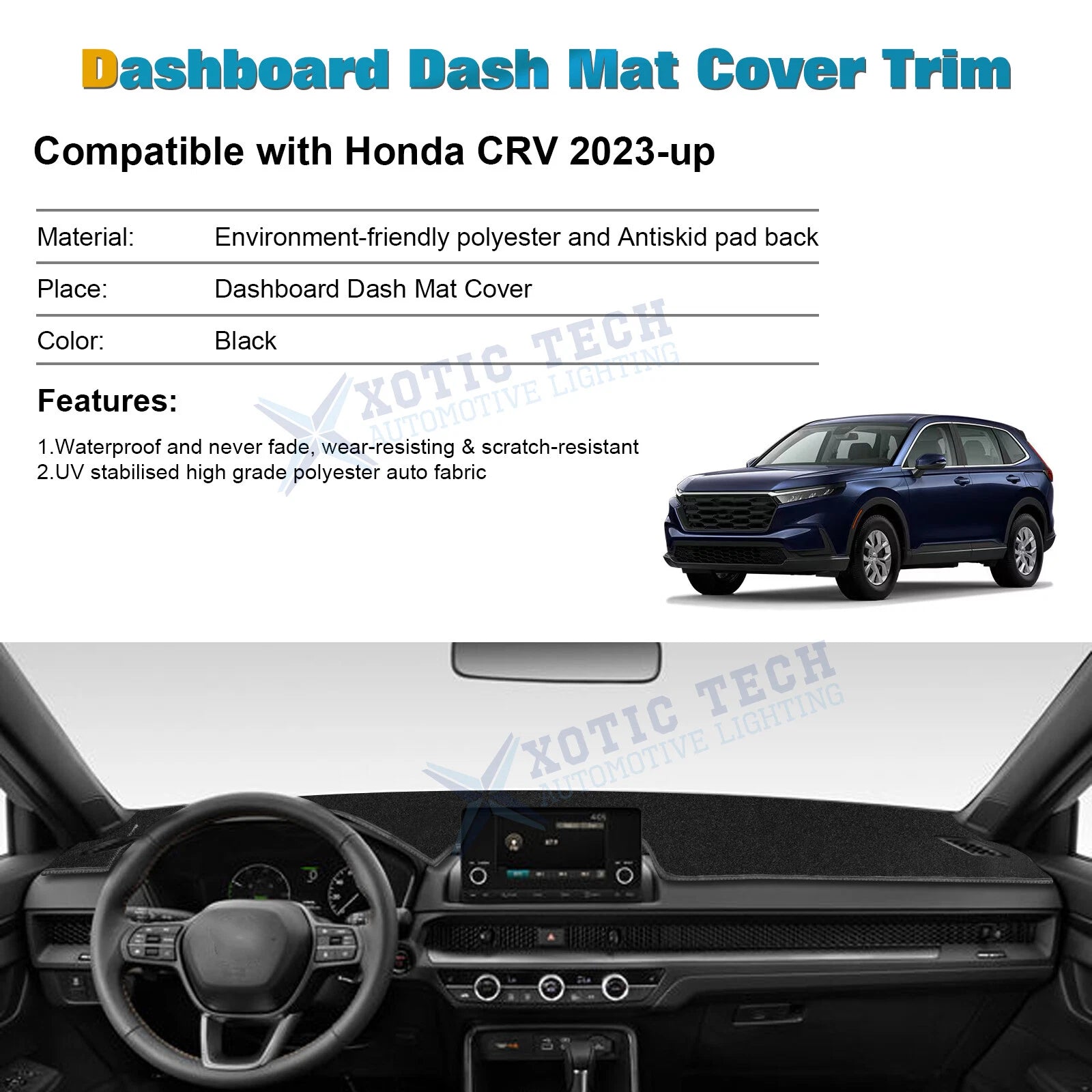 DashMat Black Dashboard Mat for Honda CR-V (2023-2026)