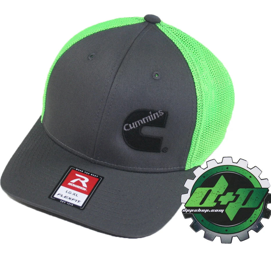 Cummins Trucker Hat for Richardson (Charcoal Gray Green, Flex Fit L/XL)