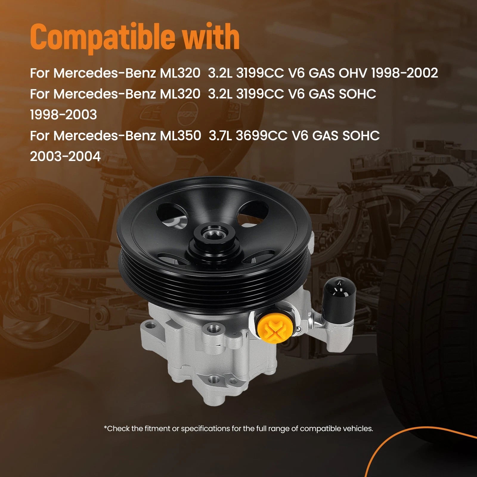 Power Steering Pump for Mercedes ML320 ML350 ML430 ML500 (1999-2004)