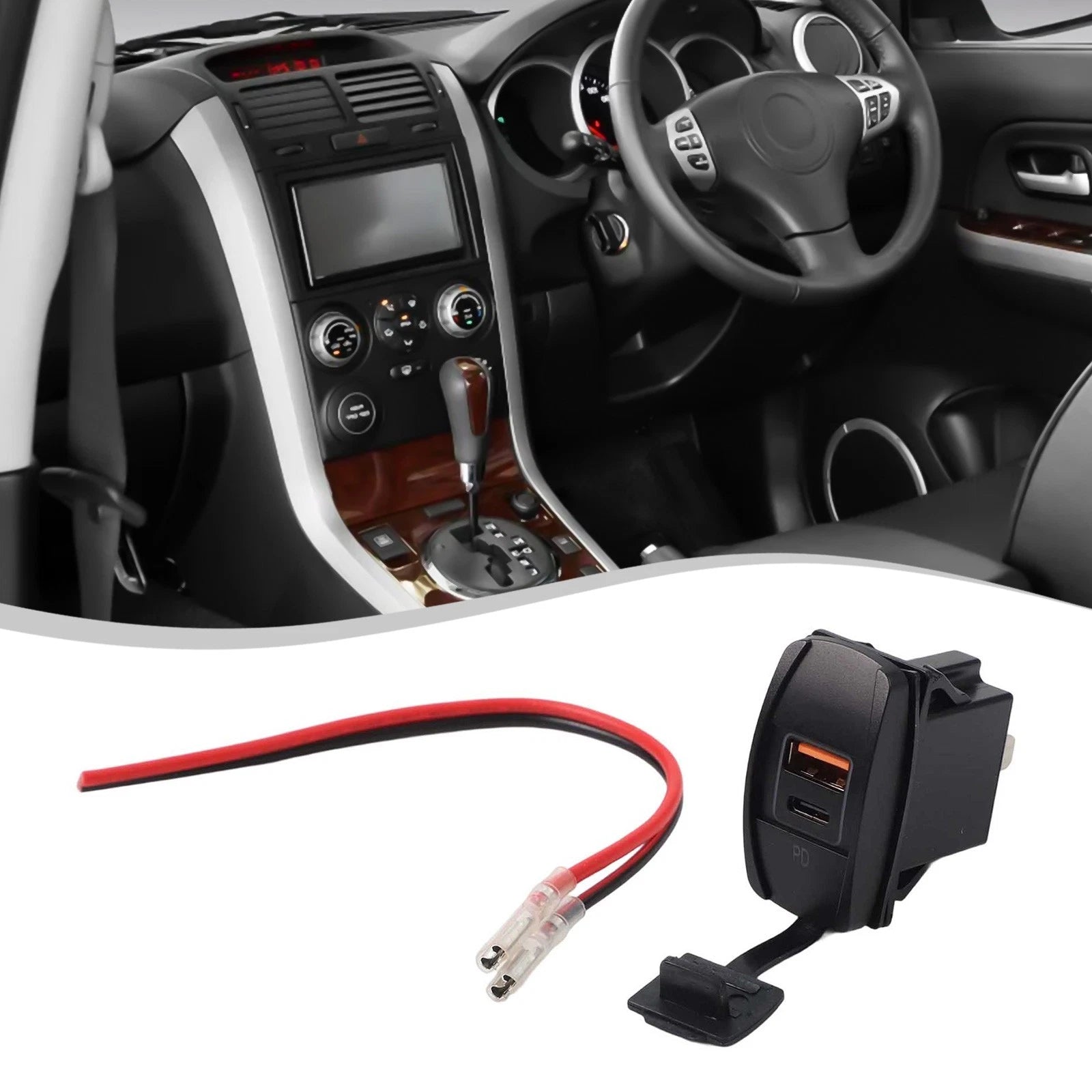 Dual USB Charger Rocker Switch with LED for QC3.0 (Universal Fit)