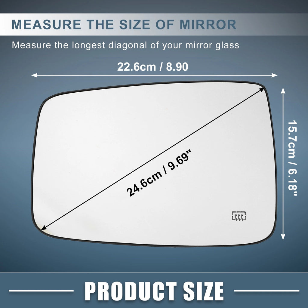 Heated Mirror Glass Left Side for Dodge Ram 1500 2500 (2009–2018) 68050298AA