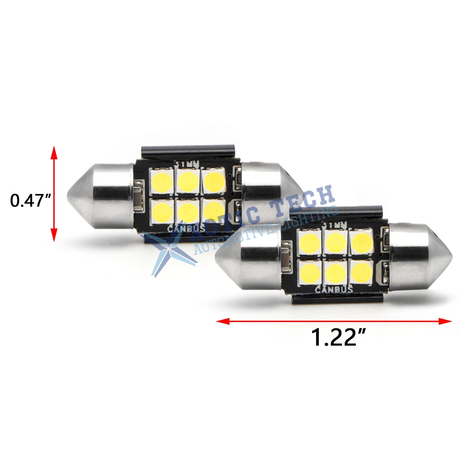 White Festoon LED Interior Dome Trunk License Light Bulb for DE3175 (DE)