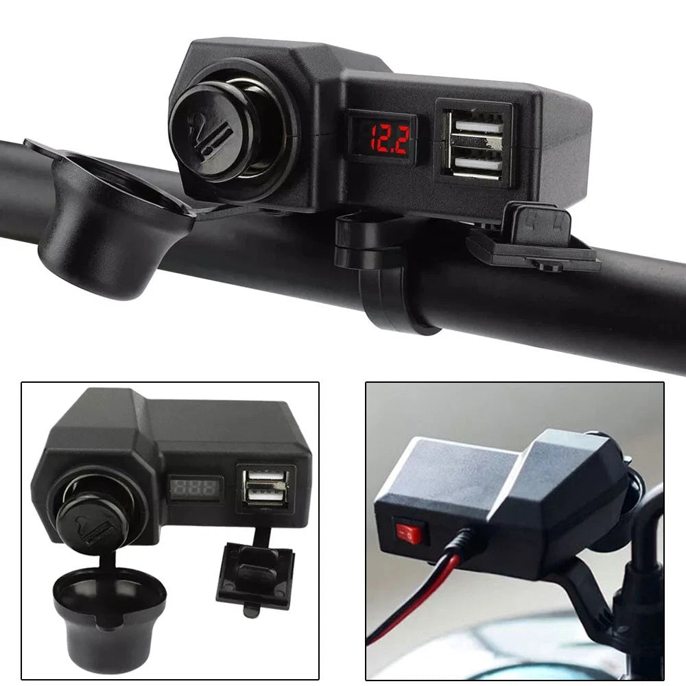 Dual USB Phone Charger Socket for Motorcycle (Waterproof)