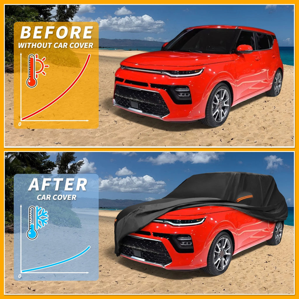 Waterproof All Weather Car Cover for Kia Soul (2010–2023) 190T-PU Zipper