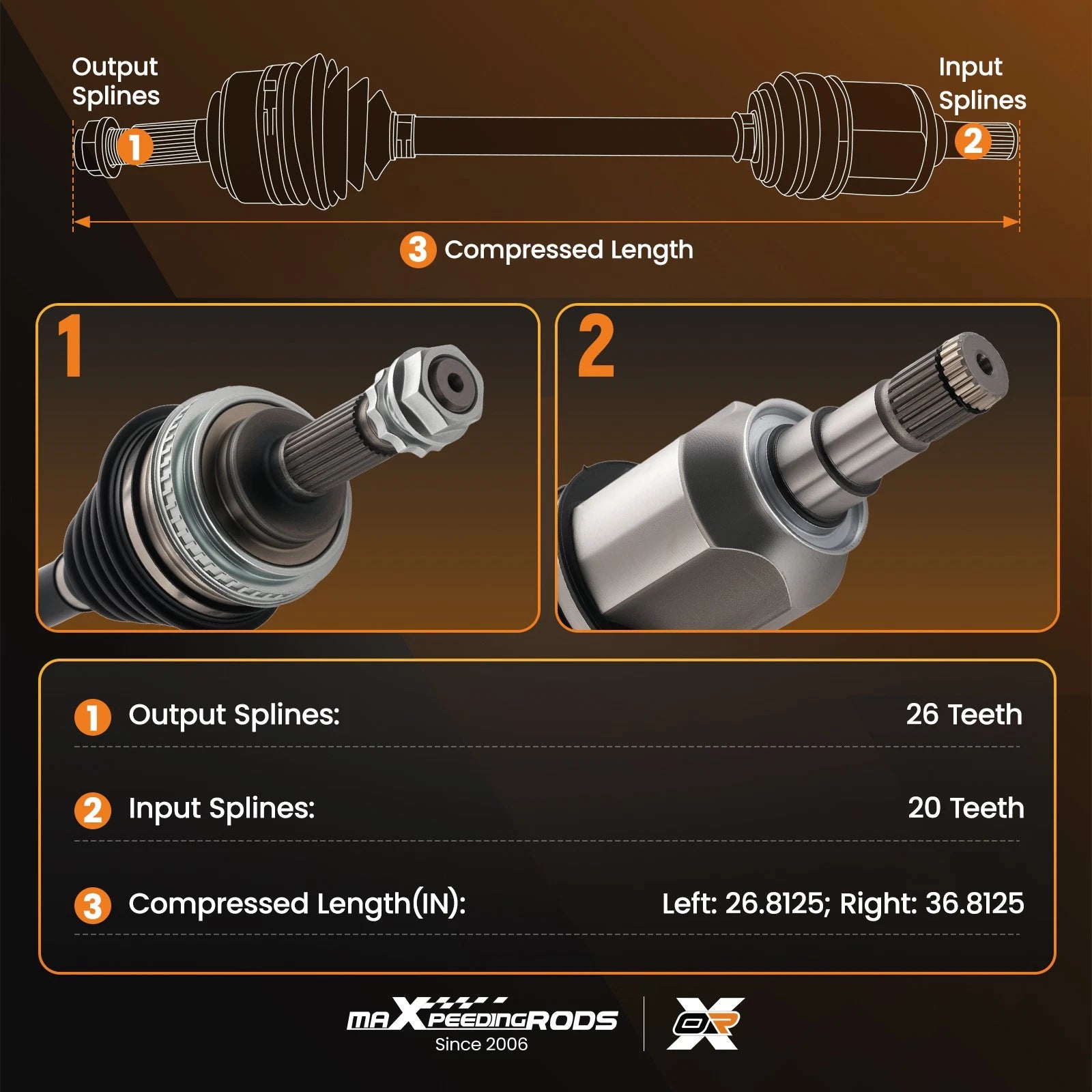 2pc Front Left Right CV Axles for Toyota Camry Solara (1992–2001) (1999–2001)