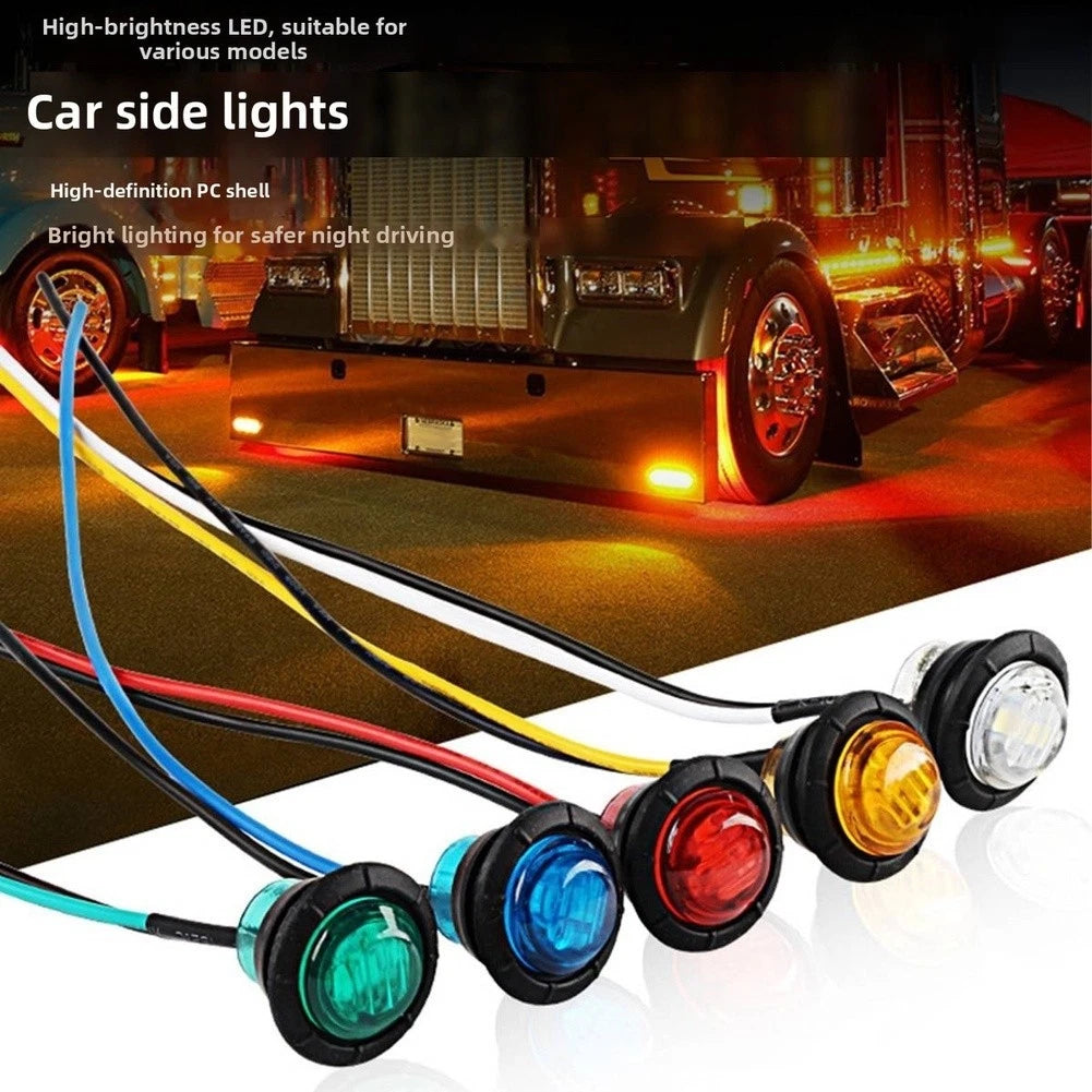 Set of 4 24V LED Side Marker Lights for Trucks - Amber Red Blue White Green