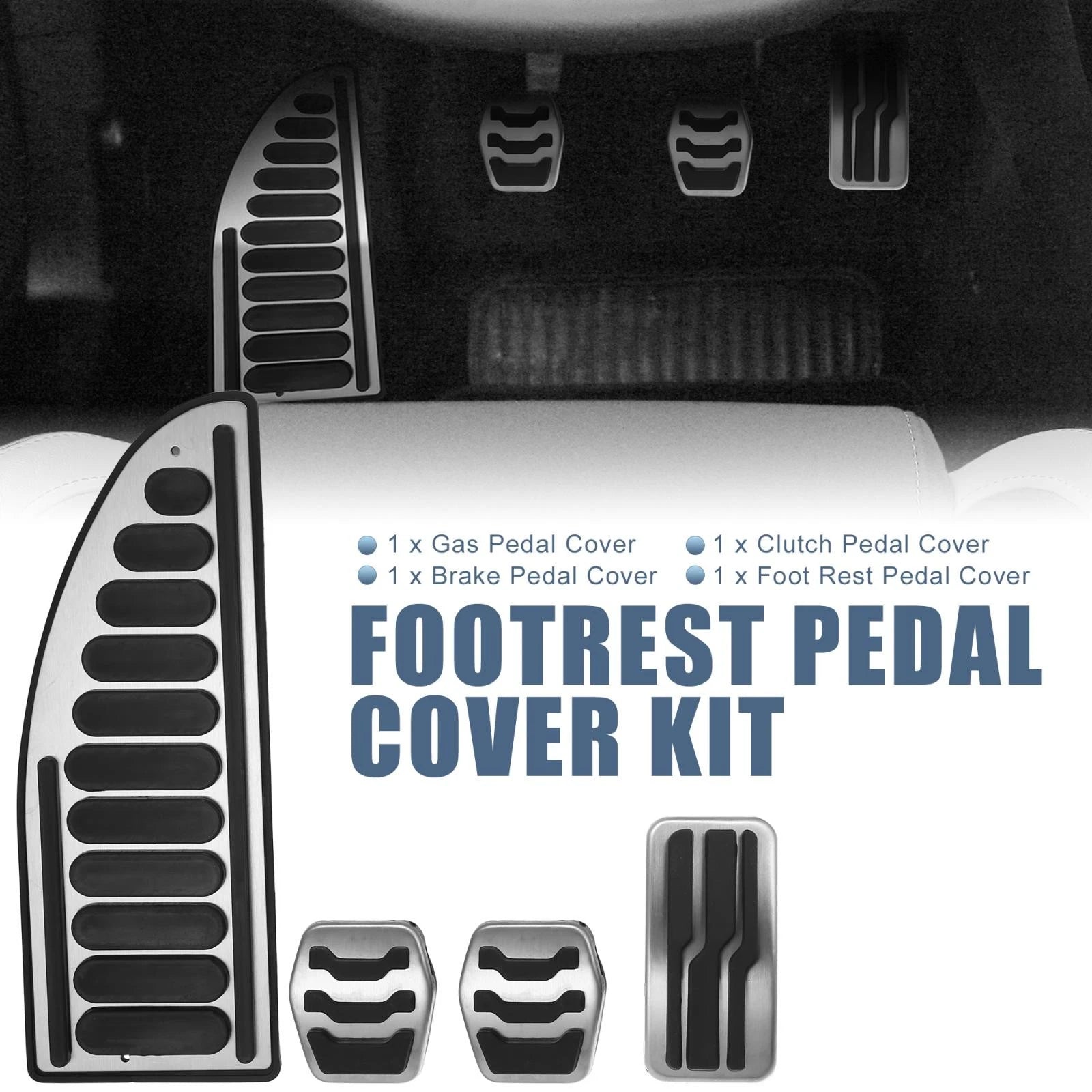 Anti Slip Clutch Brake Gas Accelerator Pedal Cover Kit for Ford 