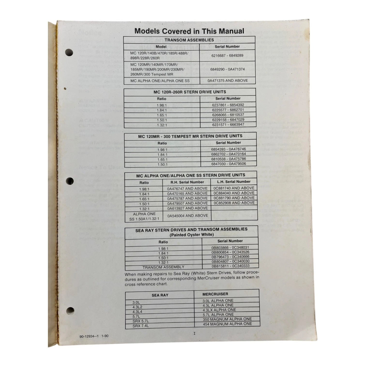 Stern Drive Units Service Manual #6 for MerCruiser (1994)