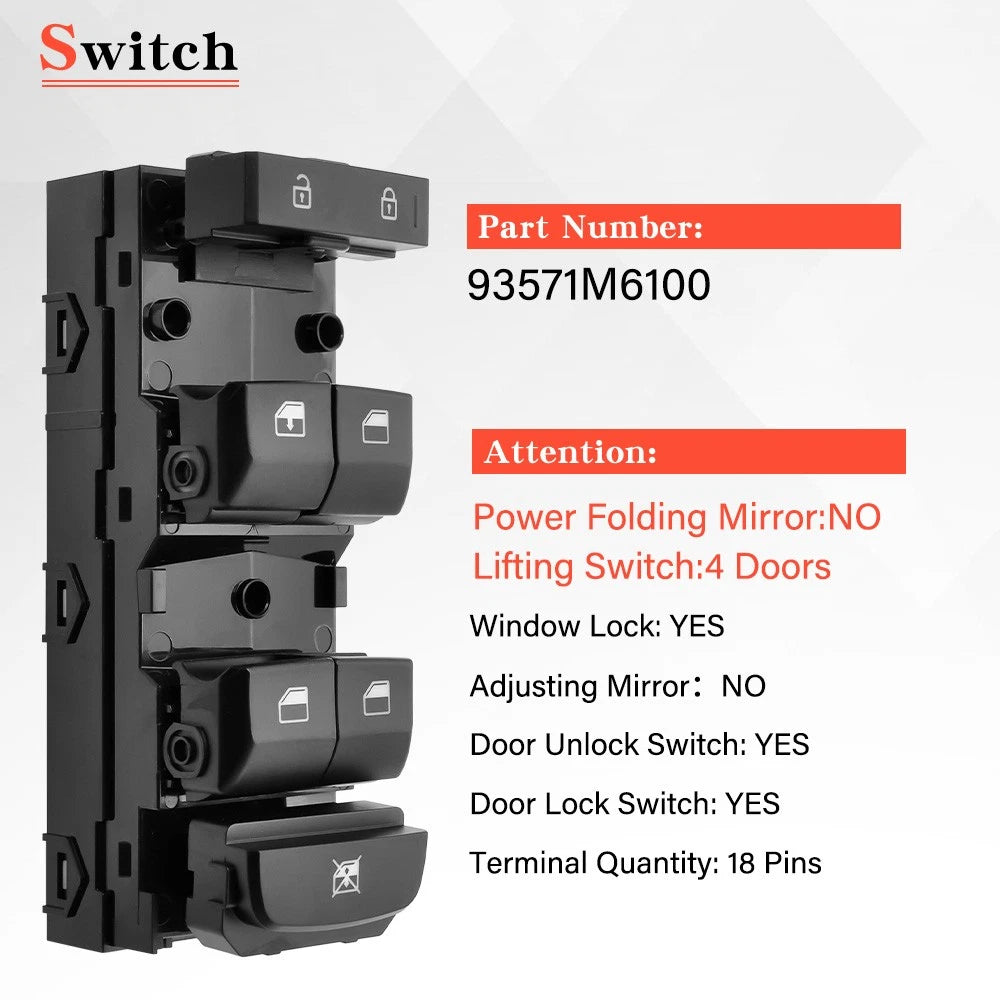 Master Power Window Control Switch for Kia Forte (2019–2021)