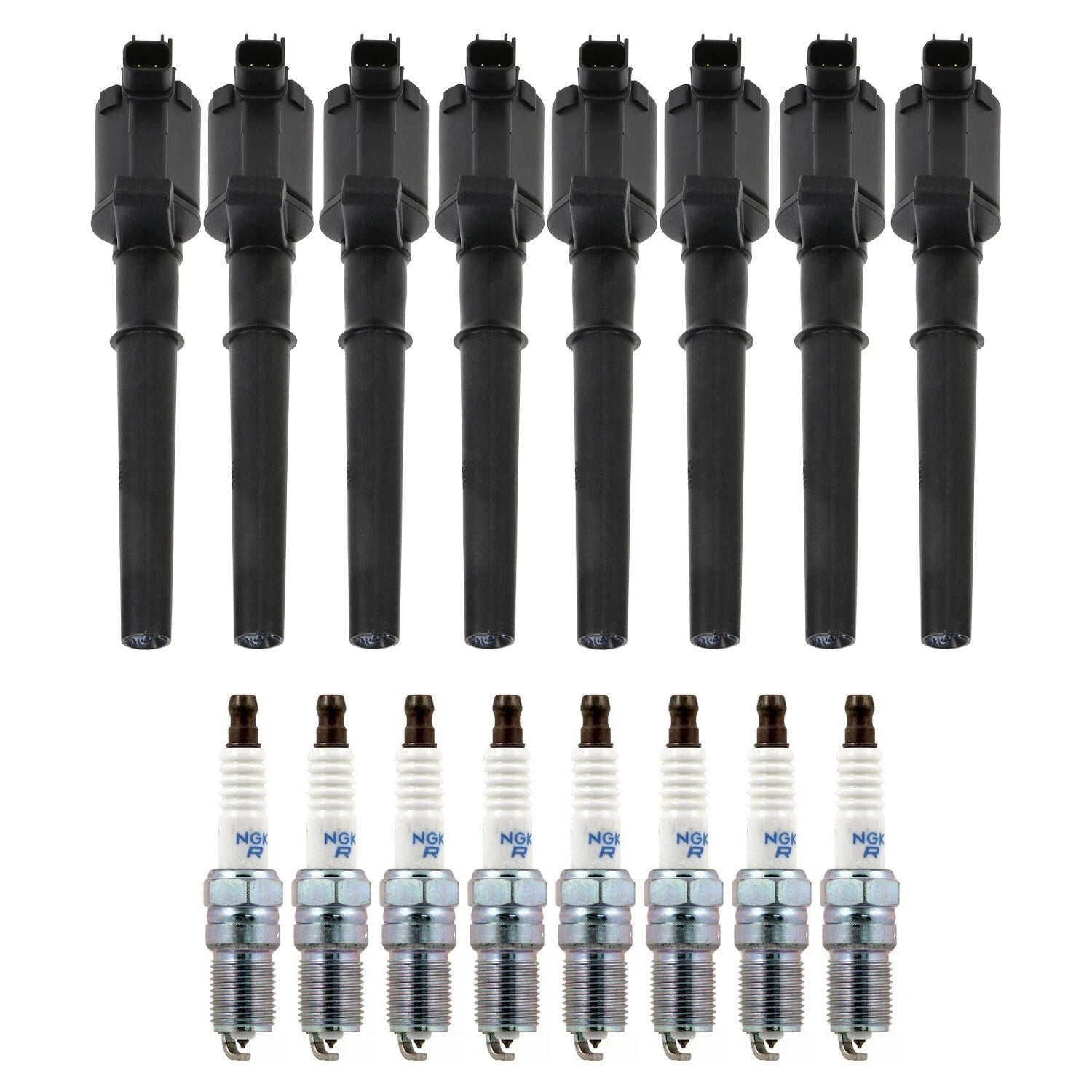 Set of 8 Ignition Coils & NGK Laser Platinum Spark Plugs for Ford Mustang GT (2005–2014)