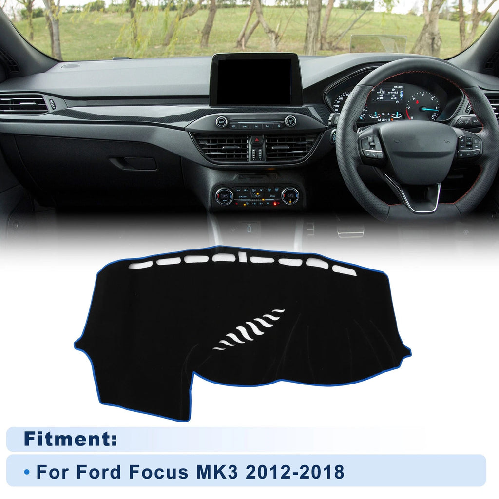 Dash Cover for Ford Focus MK3 (2012–2018) Polyester Black with Blue Edge