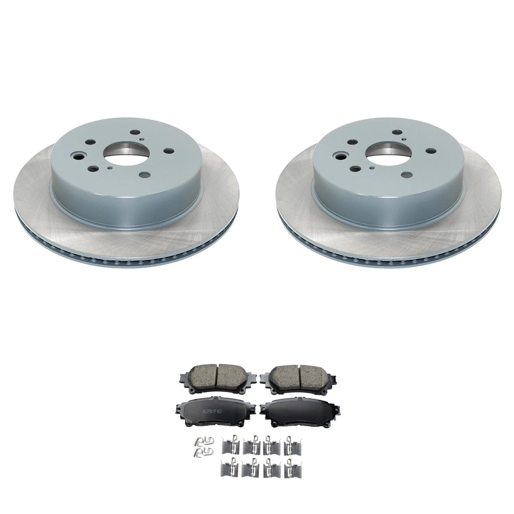 Set of 2 Rear Rotors & Akebono ProACT Ceramic Brake Pads for IS250 IS350 (2006–2015)