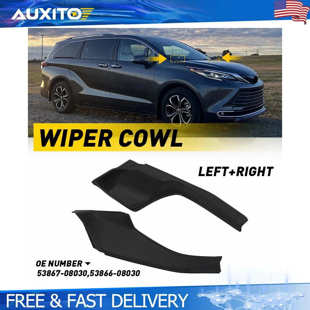 Set of 2 Windshield Wiper Cowl Cover Panels for Toyota Sienna (2021–2025)
