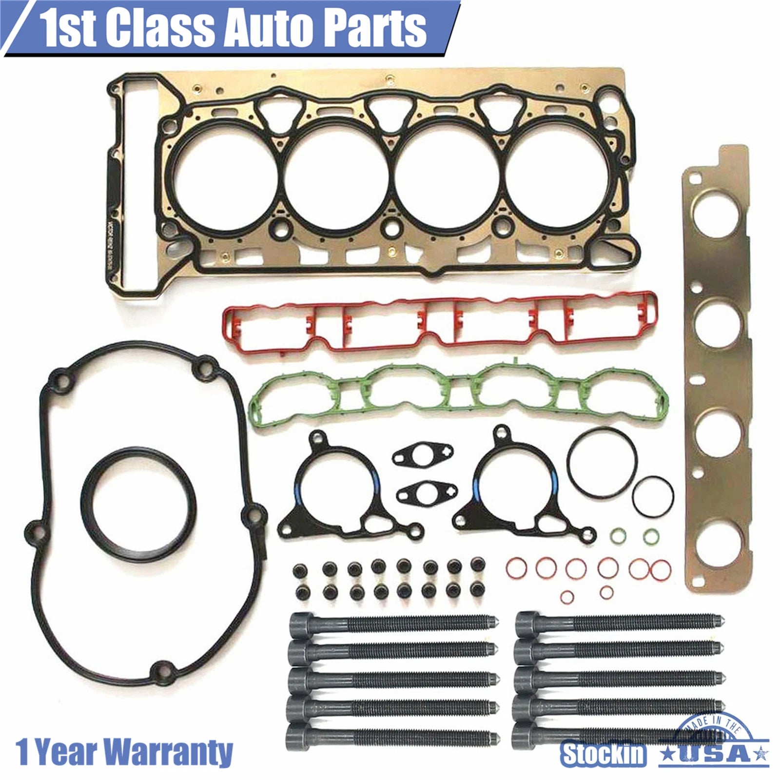 Engine Cylinder Head Gasket Kit with 10 Bolts for Audi A3 VW CC GTI (2006–2013)
