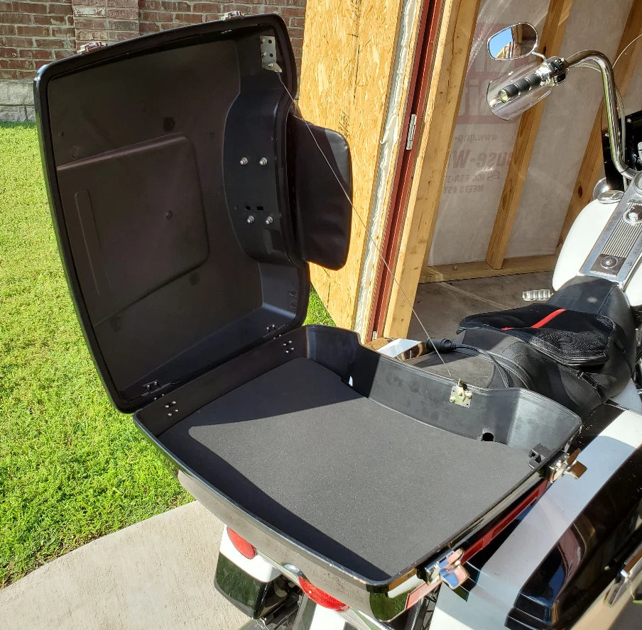 Black Razor Trunk Pack with Backrest for Harley Touring (1997–2013)