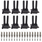 8 Ignition Coils + 16 Iridium Spark Plugs for Dodge Jeep Chrysler 300 Ram (2009–2019)