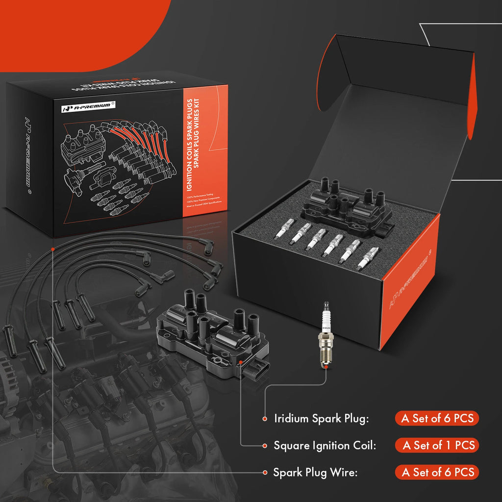 Ignition Coil & Spark Plugs Set for Chevy Pontiac