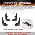 Mud Flaps Splash Guards for Mazda CX-30 (2020-2024) (Set of 4)