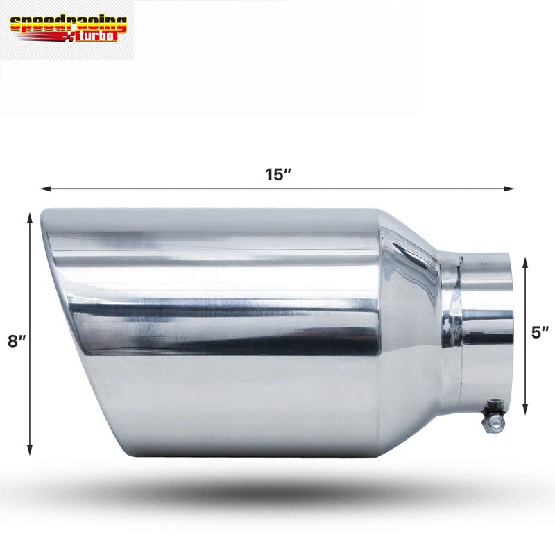 15" Slant Exhaust Pipe for Universal Applications (Chrome)