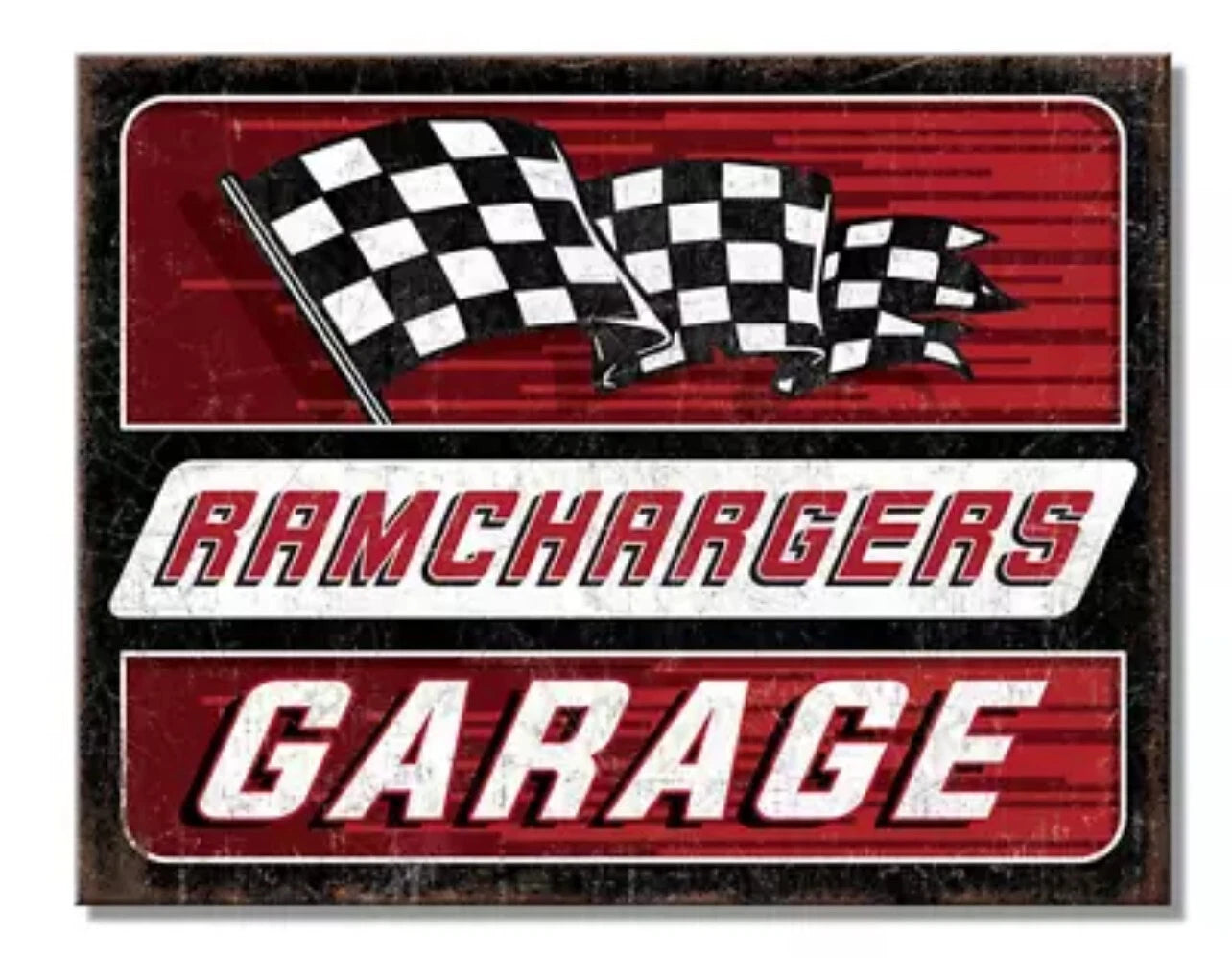 Tin Metal Sign for RamChargers Garage (12.5 x 16) #2798