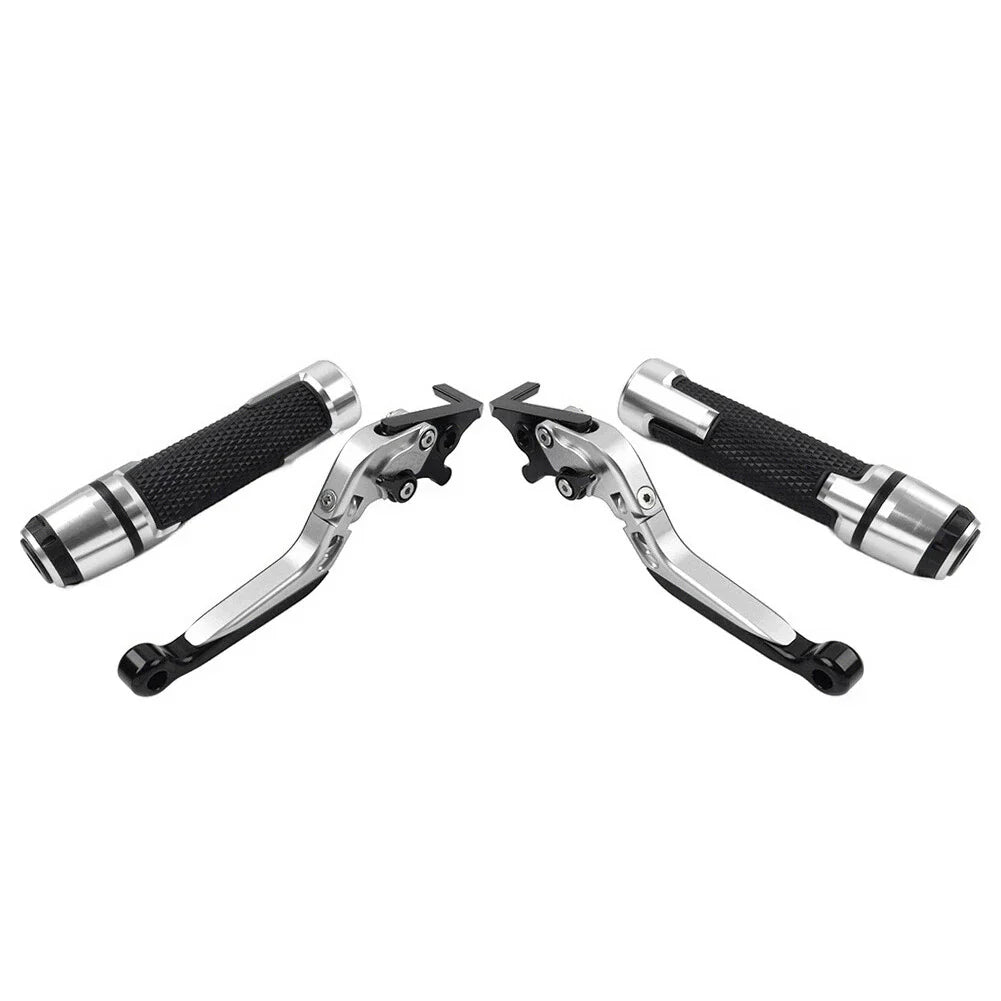 Silver Extendable Brake Clutch Levers Grip Set for Kawasaki ZX10R (2016-2023)