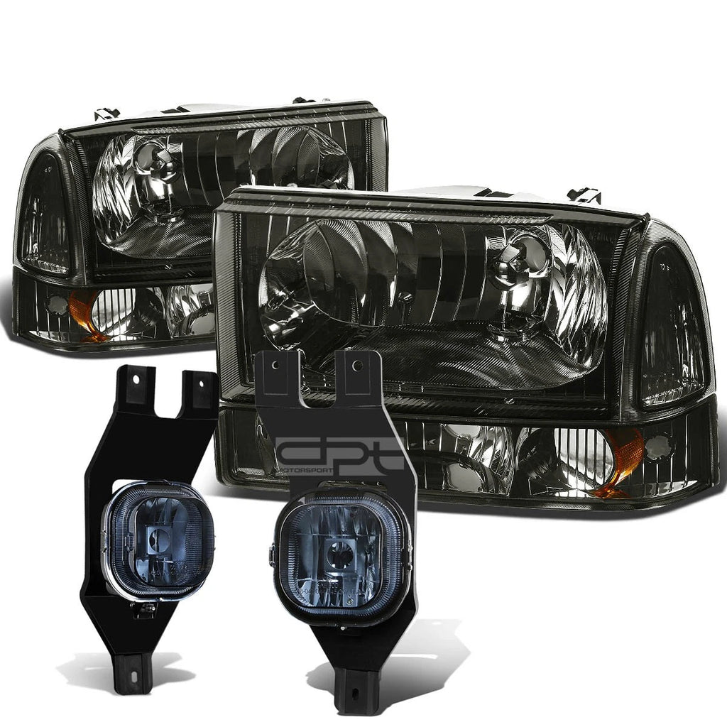 Smoked Tinted Headlight + Amber Turn Signal Lamp + OE Fog Light for SuperDuty (1999–2004)