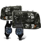 Smoked Tinted Headlight + Amber Turn Signal Lamp + OE Fog Light for SuperDuty (1999–2004)