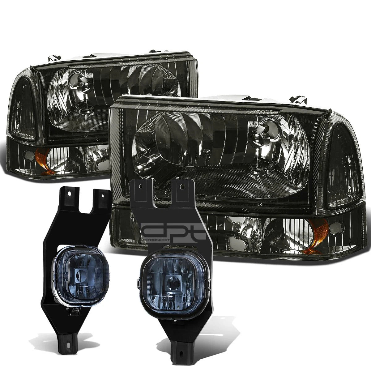 Smoked Tinted Headlight + Amber Turn Signal Lamp + OE Fog Light for SuperDuty (1999–2004)