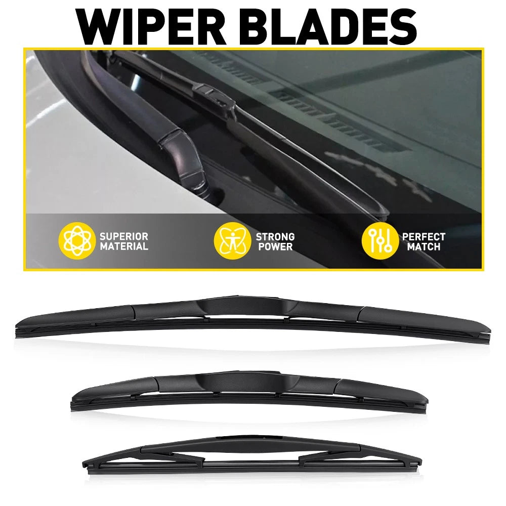 Set of 2 Front and Rear Windshield Wiper Blades for Nissan Armada (2017–2022) 14" 19"