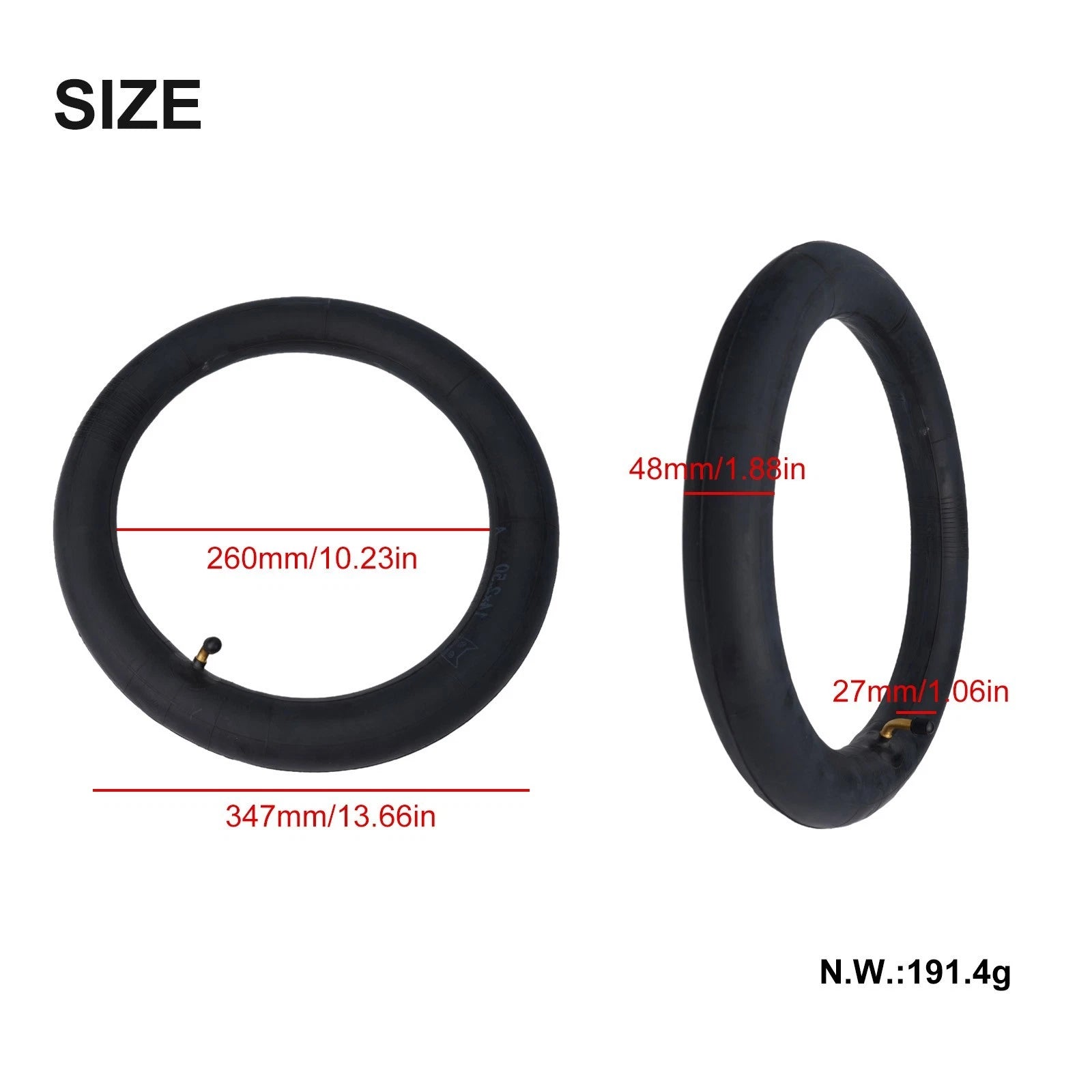 14x2.50 Inner Tube for Electric Bicycle (Electric Vehicle Compatible)