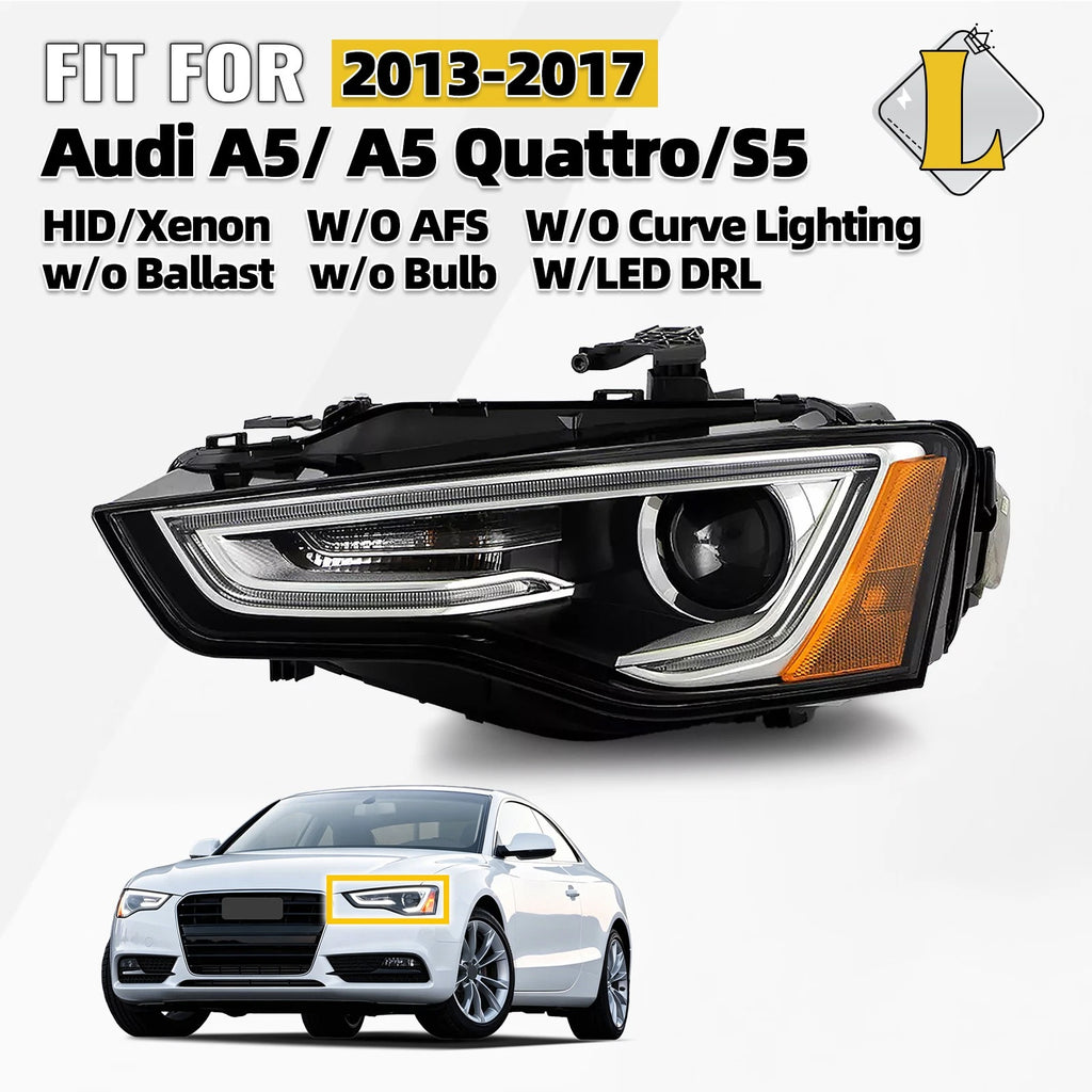 HID Xenon Headlight Projector for Audi A5 S5 (2013–2017) W/ LED DRL