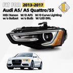 HID Xenon Headlight Projector for Audi A5 S5 (2013–2017) W/ LED DRL
