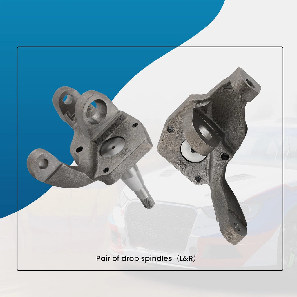 RH+LH 2.5" Drop Spindle for VW Bug (1966–1977) Ball Joint Drum Brake