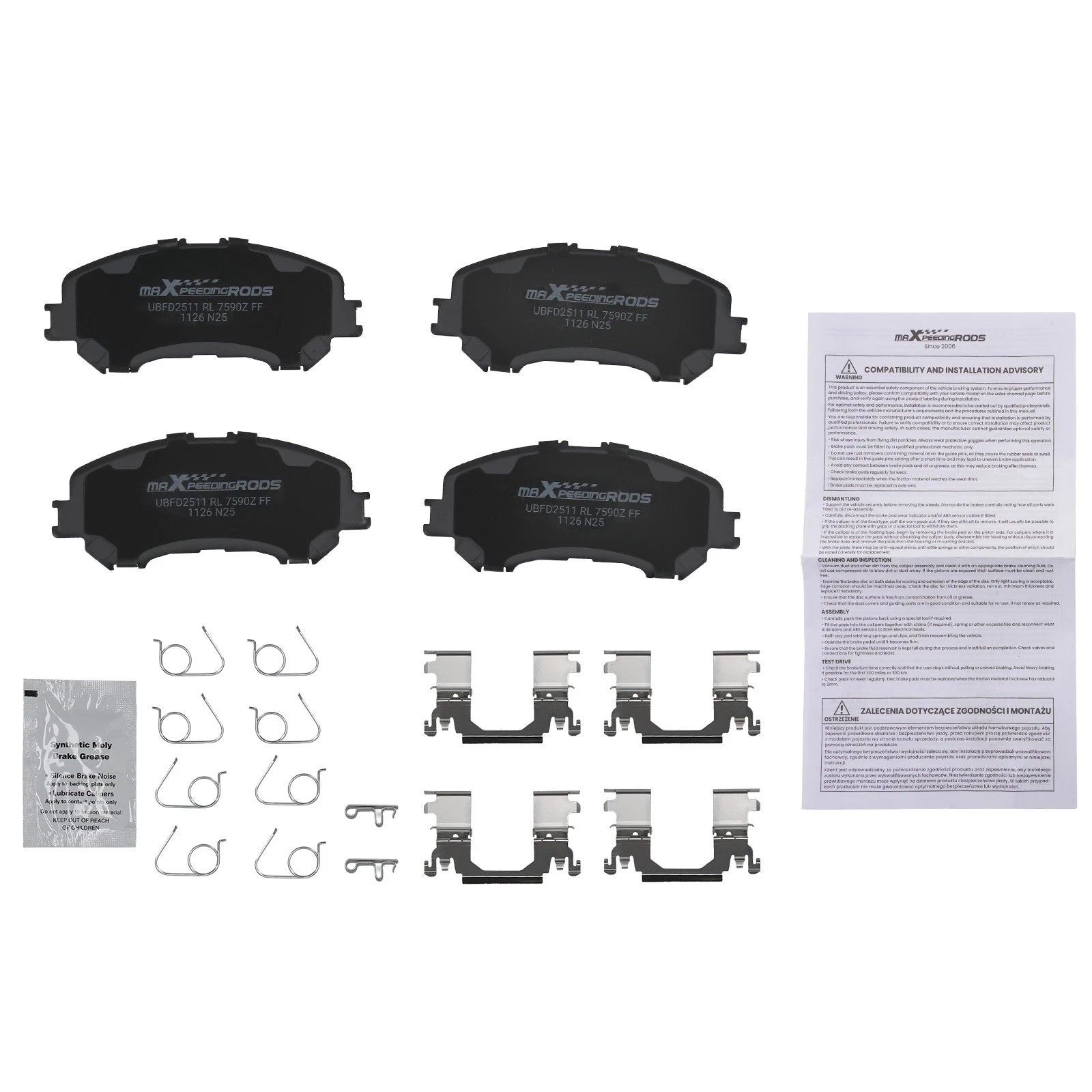 Set of 4 Front Ceramic Brake Pads for Nissan Rogue Sport/Qashqai (2017–2022)