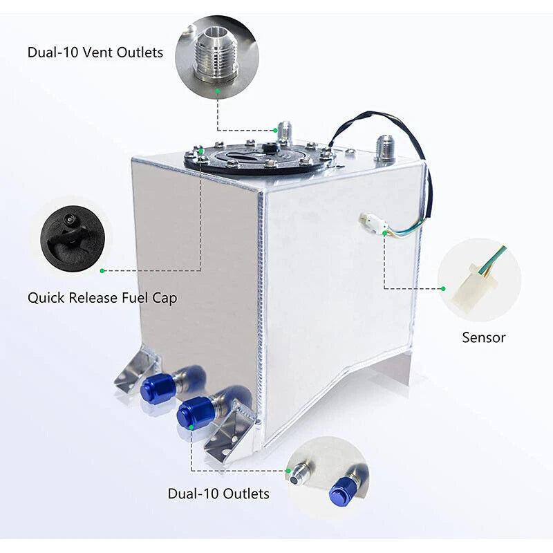 2.5 Gallon Aluminum Drift Fuel Cell Gas Tank for Universal Applications