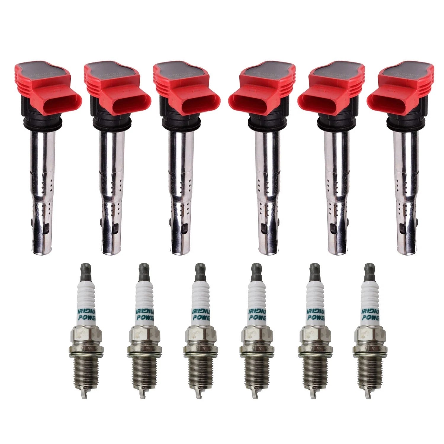 Set of 6 Ignition Coils & Denso Iridium Spark Plugs for Audi Porsche Volkswagen