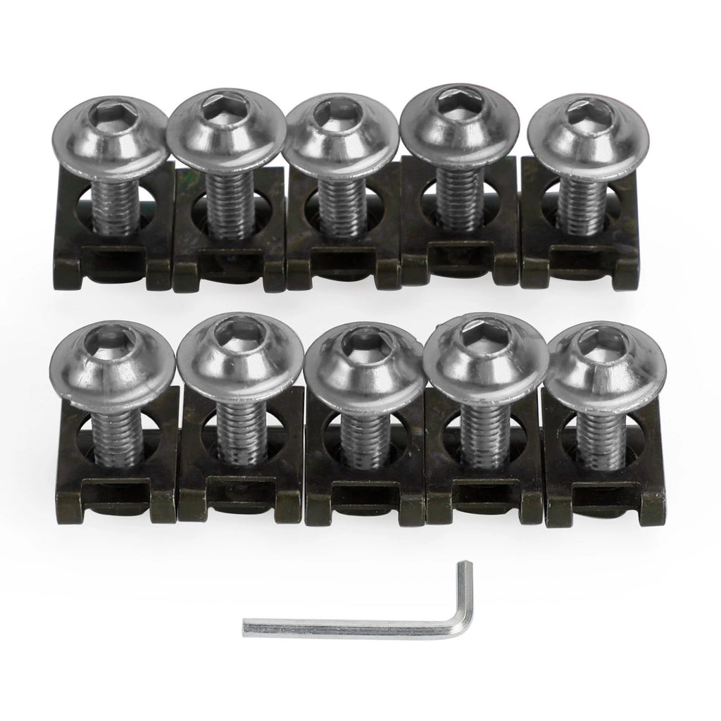 10x Aluminum M6x20mm Screen Bolts & Spring C Clips for Honda Motorcycle