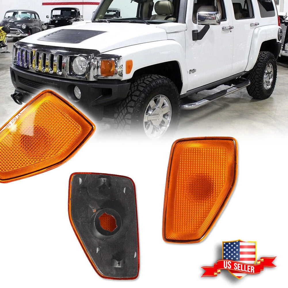 Set of 2 Amber Lens Front Fender Side Marker Lights for Hummer H3 (2005–2010)