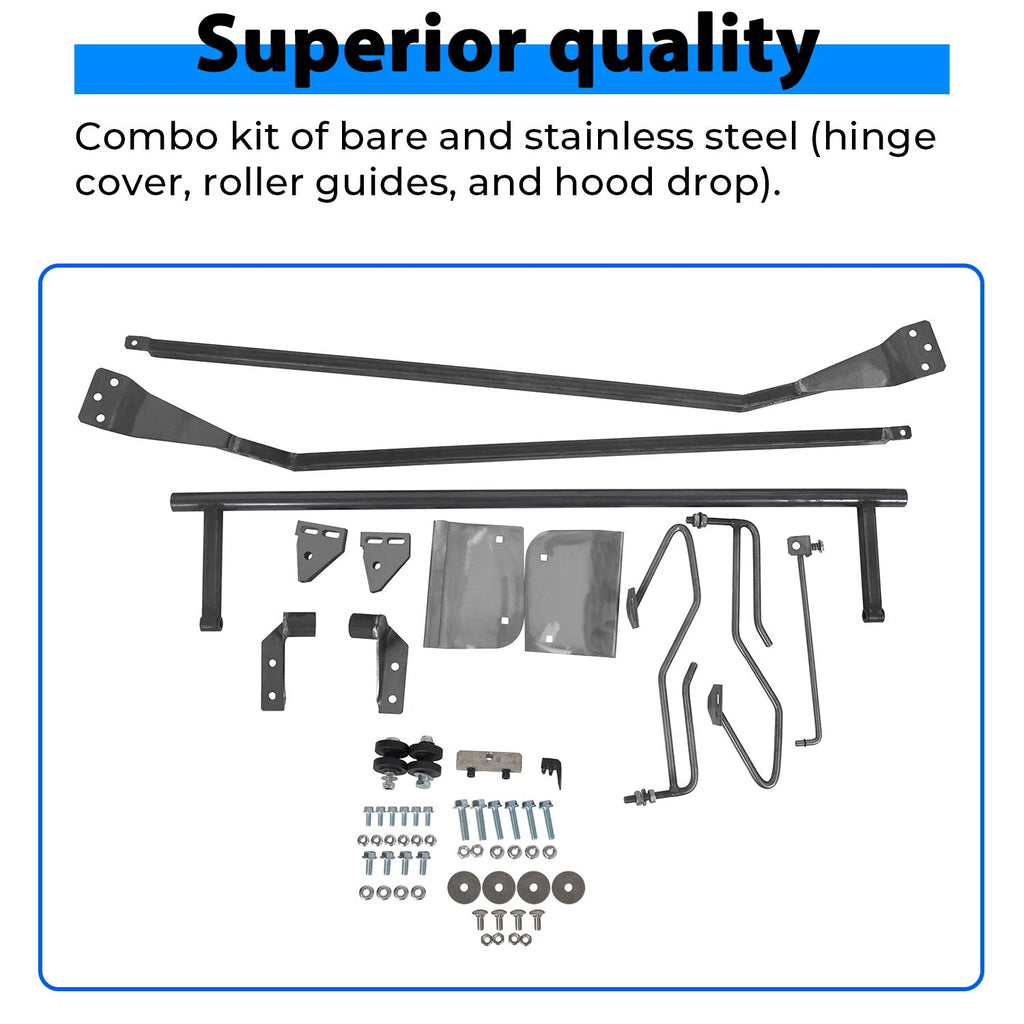 Hood Flip Tilt Combo Kit for Ford F100 (1953–1956) - Stainless Steel Rubber
