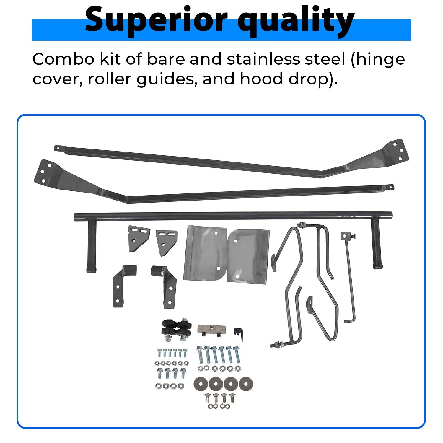 Hood Flip Tilt Combo Kit for Ford F100 (1953–1956) - Stainless Steel Rubber