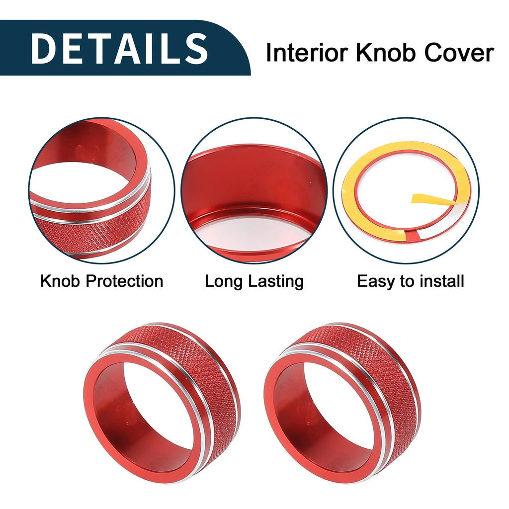3 Pcs AC Climate Engine Start Stop Switch Knob Cover for Toyota Camry (2021–2023) Red