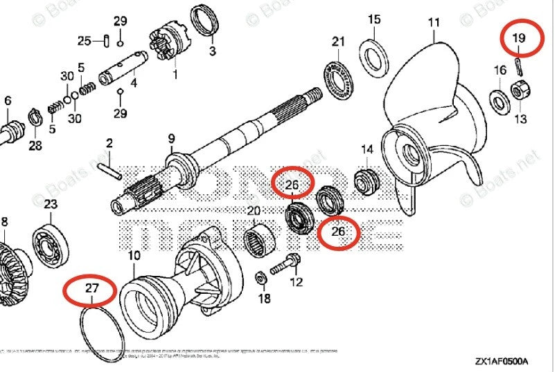 Lower Unit Oil Seal & O-ring Set for Honda Outboard Engine (91252-ZZ3-003, 91351-ZY3-003)