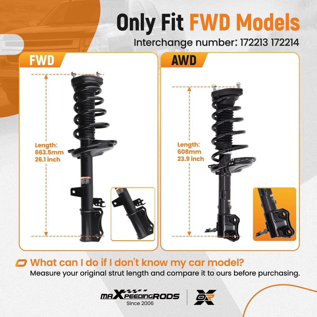 Complete Rear Struts with Coil Spring for Toyota Highlander (2004-2007)