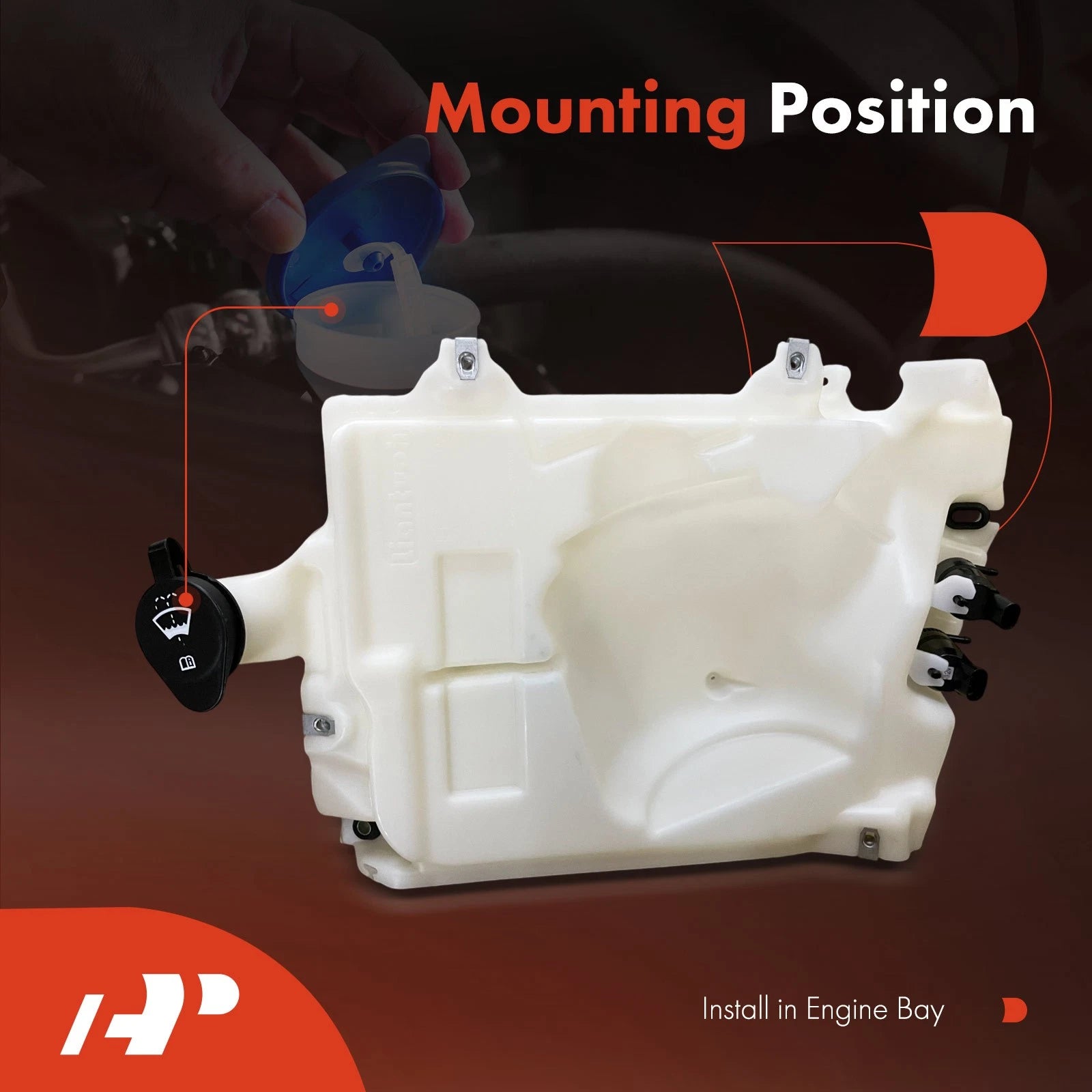 Windshield Washer Reservoir with Pump & Cap for Buick Rainier GMC Envoy (2004-2007)